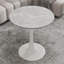 Table basse ronde avec plateau en marbre gris ardoise et blanc de 27,6 po, base Mid-Century, 4 sièges