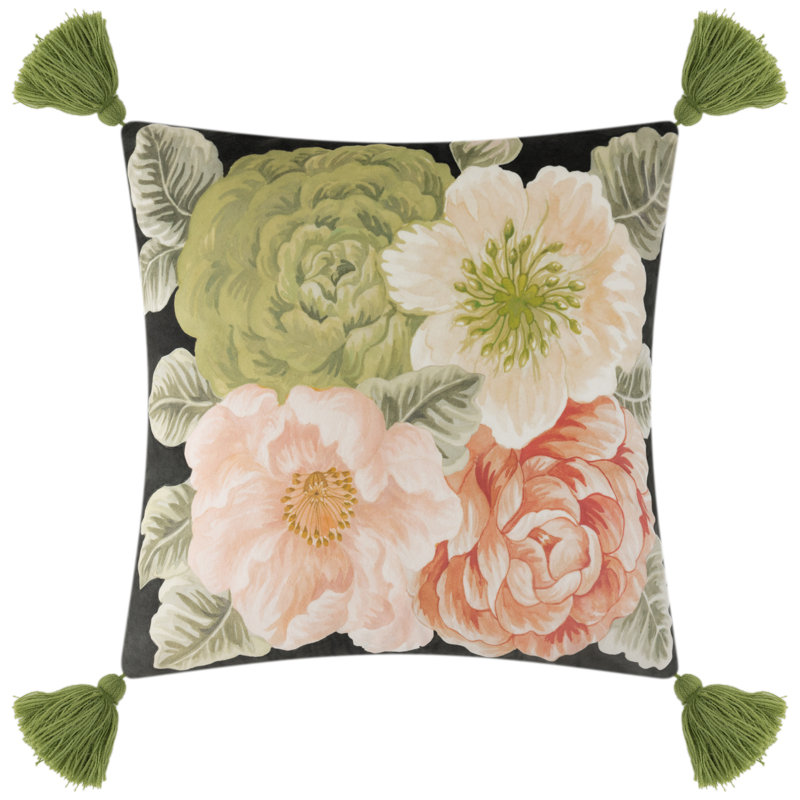 Housse de coussin décoratif à imprimé floral 18 x 18 po