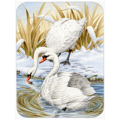 Caroline's Treasures Swans Glass Cutting Board