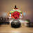 Standwood Tiffany Mini Table Lamp Red Orange Stained Glass Rose Flowers Included LED Bulb 12"H*8"W*8"D