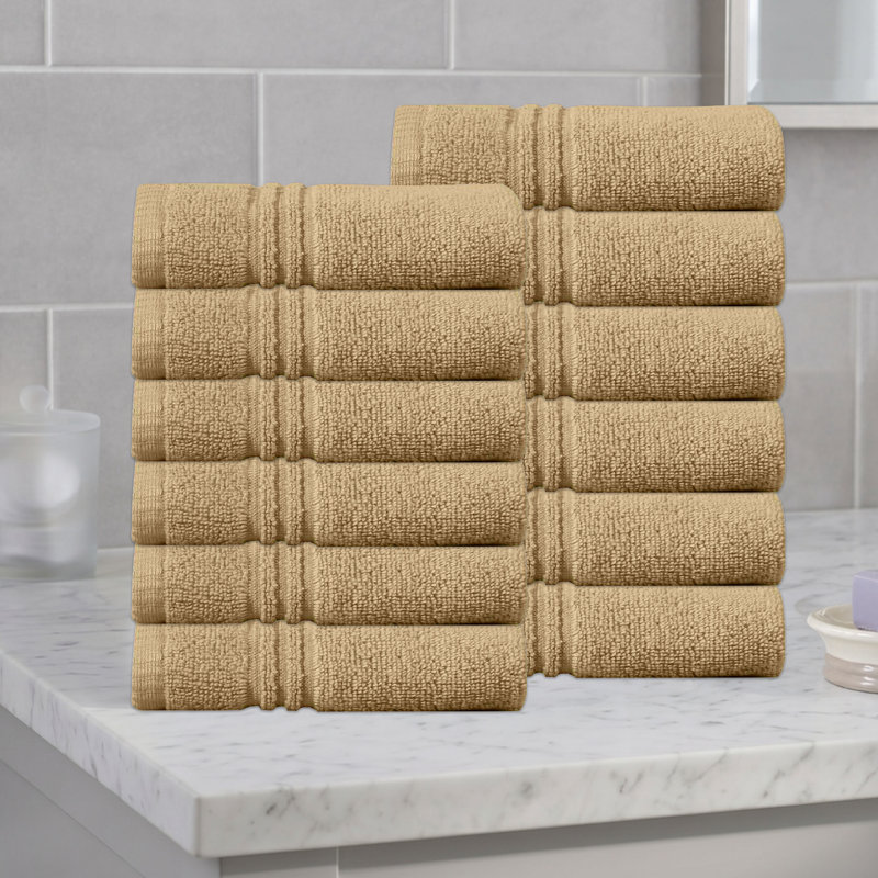 Ensemble de serviettes de bain 100% coton 100% coton zéro torsion Robbs Home Weavers Robbin, 13 po x 13 po (12) (12 serviettes de toilette), lin