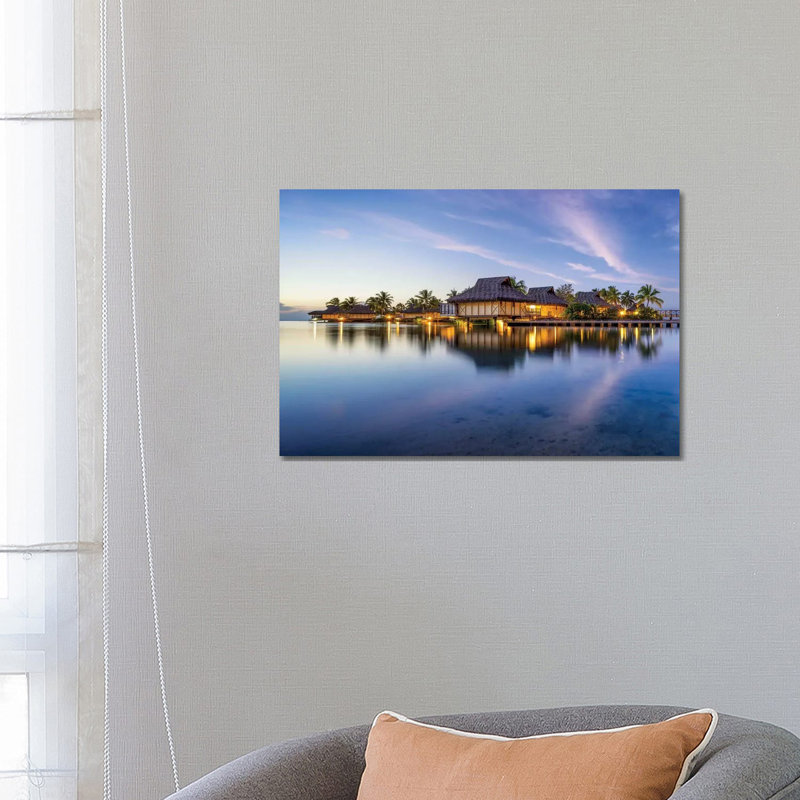 Overwater Bungalows At A Luxury Beach Resort On Bora Bora by Jan Becke - Wrapped Canvas Print, 66.04 cm H x 45.72 cm W