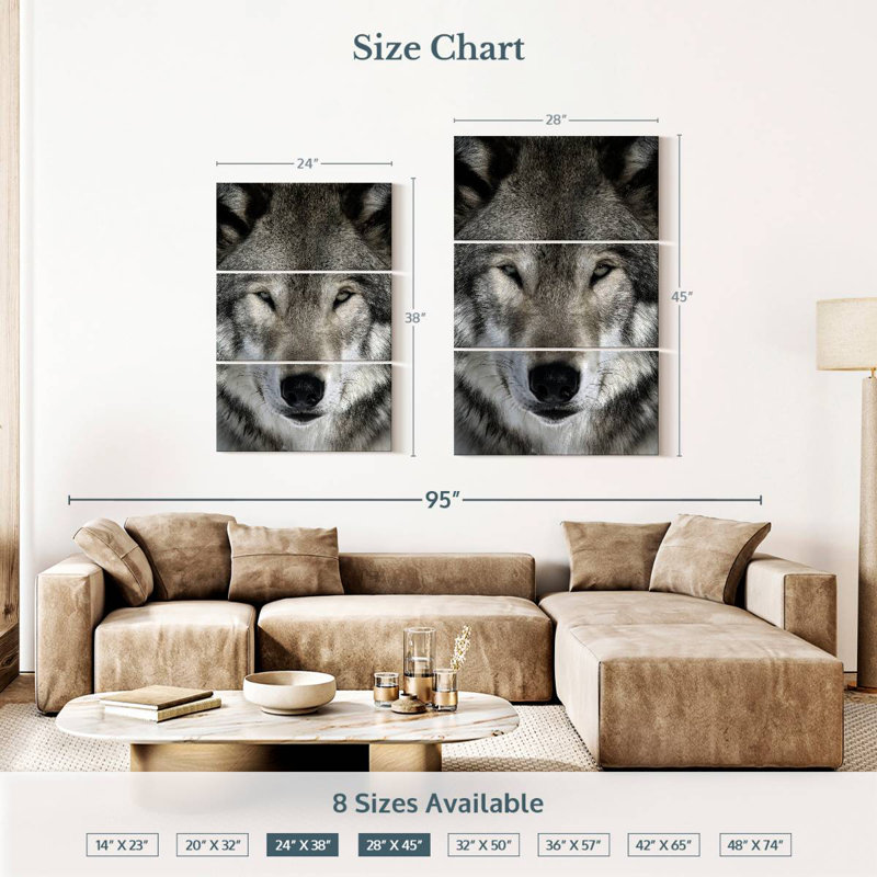 Brampt Grey Wolf Head, 45" H x 28" W