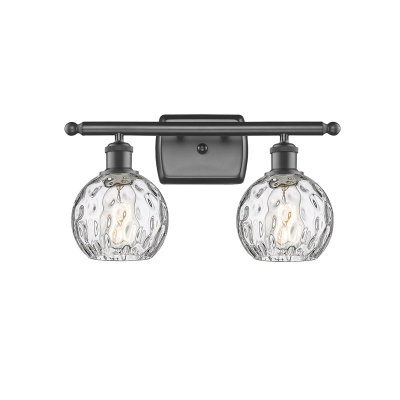 Cindi 16" W 2-Light Steel and Glass Vanity Light, LED, Oil Rubbed Bronze
