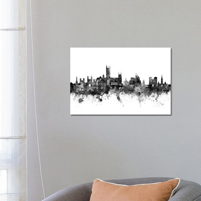 Canterbury, England Skyline In Black & White by Michael Tompsett - 1 Piece Wrapped Canvas Wall Art