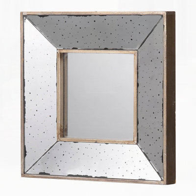 12" x 12" Distressed Silver Square Accent Mirror, Wall Mirror for Living Room, Entryway, Office, Bedroom, Hallway