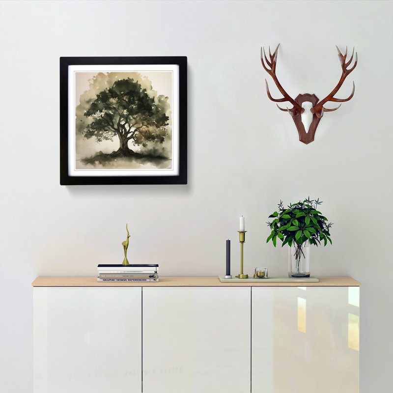 Tree Ink Wash No.1 - Framed Print, Black