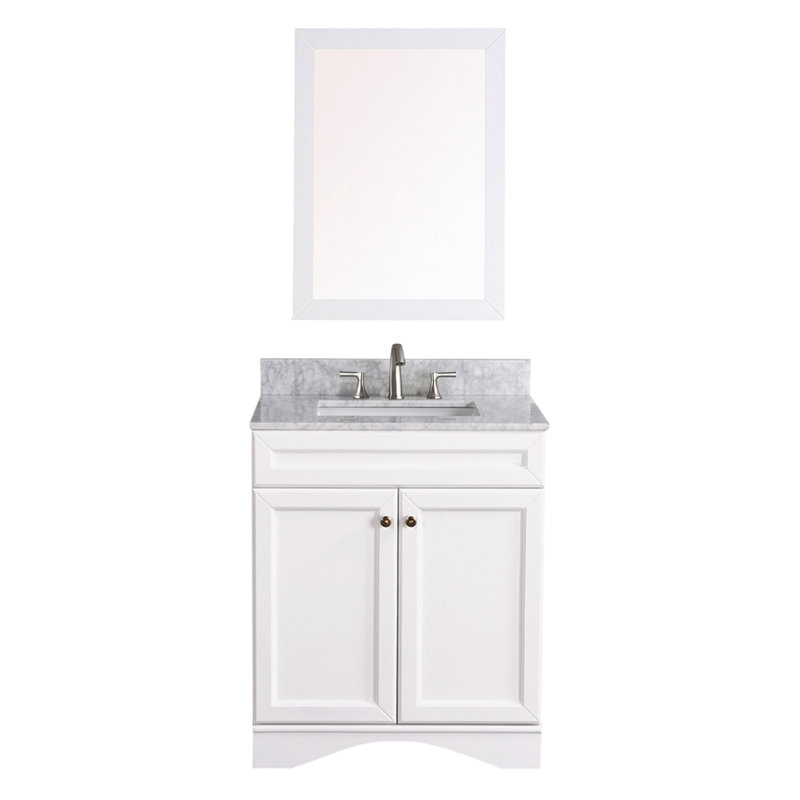 Ensemble de meuble-lavabo simple 30 po avec miroir Braewyn, Blanc