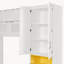 Lit escamotable double en bois avec meuble télé, 2 tiroirs, étagères et placards, blanc