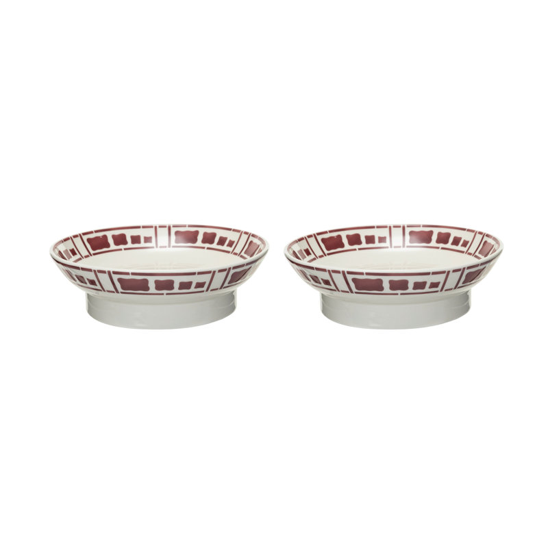 Hand-Painted Stoneware Footed Bowl With Pattern