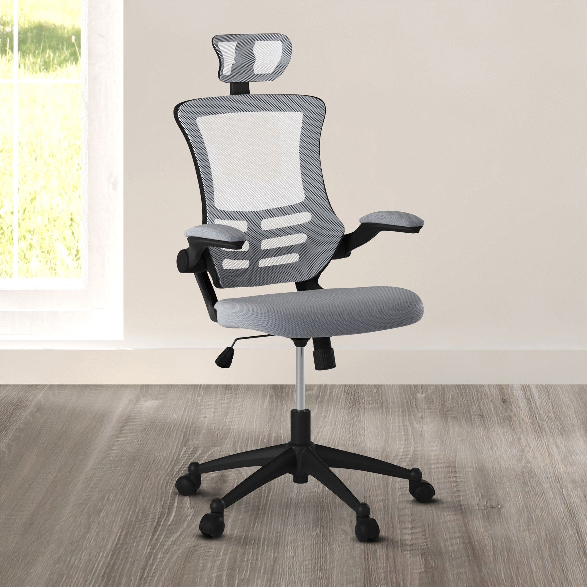 Techni Mobili Mesh Task Office Chair With Flip Up Arms Mid-Back