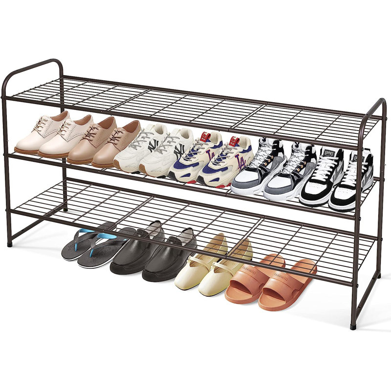 24 Pair Stackable Shoe Rack, Bronze