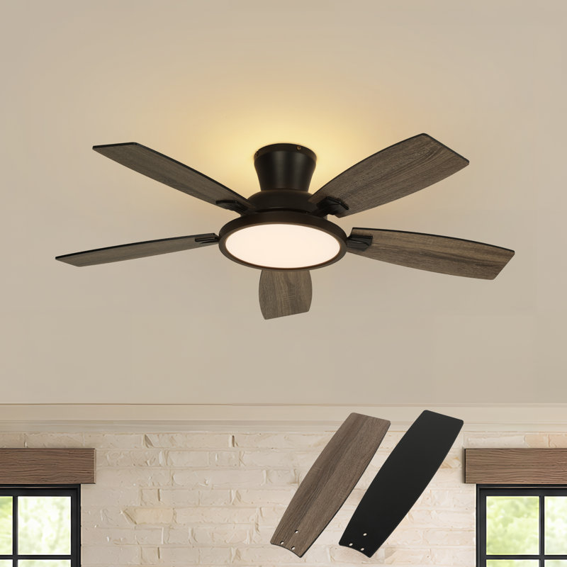 Karlena 45" Ceiling Fan with Light, Dimmable Backlight, Reversible Blades & Remote Control, 45‘’