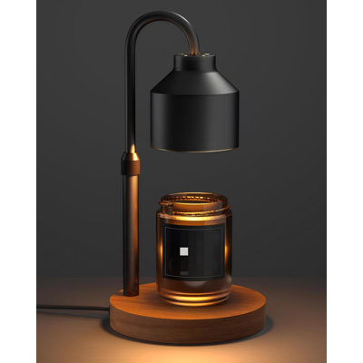 Lampe chauffe-bougie électrique noire, chauffe-bougie avec minuterie, chauffe-cire pour bougies en pot, chauffe-bougie à hauteur réglable avec 2 ampoules