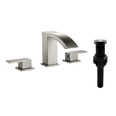 Robinet de lavabo de salle de bain or brossé à 3 trous avec lavabo et robinet escamotable