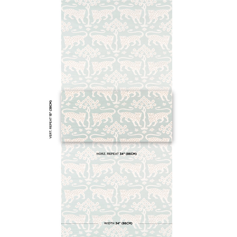 Woodland Leopard Sisal Wallpaper, Waterblue