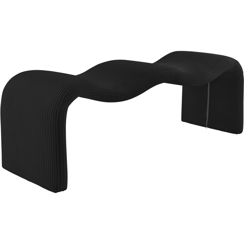 Willow Fabric Bench, Black Microsuede Corduroy Fabric