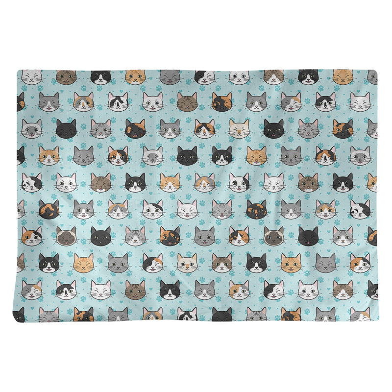 Napperon en coton 18 po Kitty Cat, Bleu sarcelle