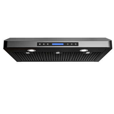 42 inch 800 CFM Ducted Under Cabinet Range Hood 4 Speed Quiet Black Stainless Steel Remote and Touch Panel Control with LED Lights