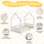 Solid Wood House Bed with Guardrails, Montessori Floor Bed for Kids, Low Profile Toddler Bed Frame with Slats-2010816439
