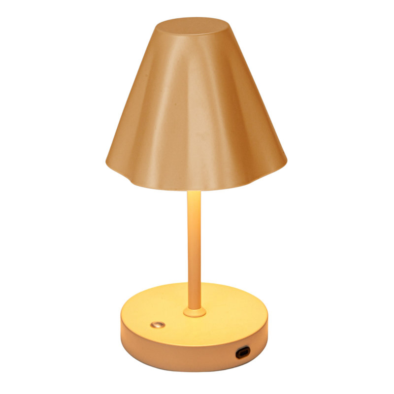 Round Metal LED Rechargeable Table Lamp, Ivory, Ivory