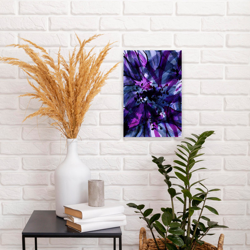 Art contemporain abstrait violet, H 18 po x l 12 po