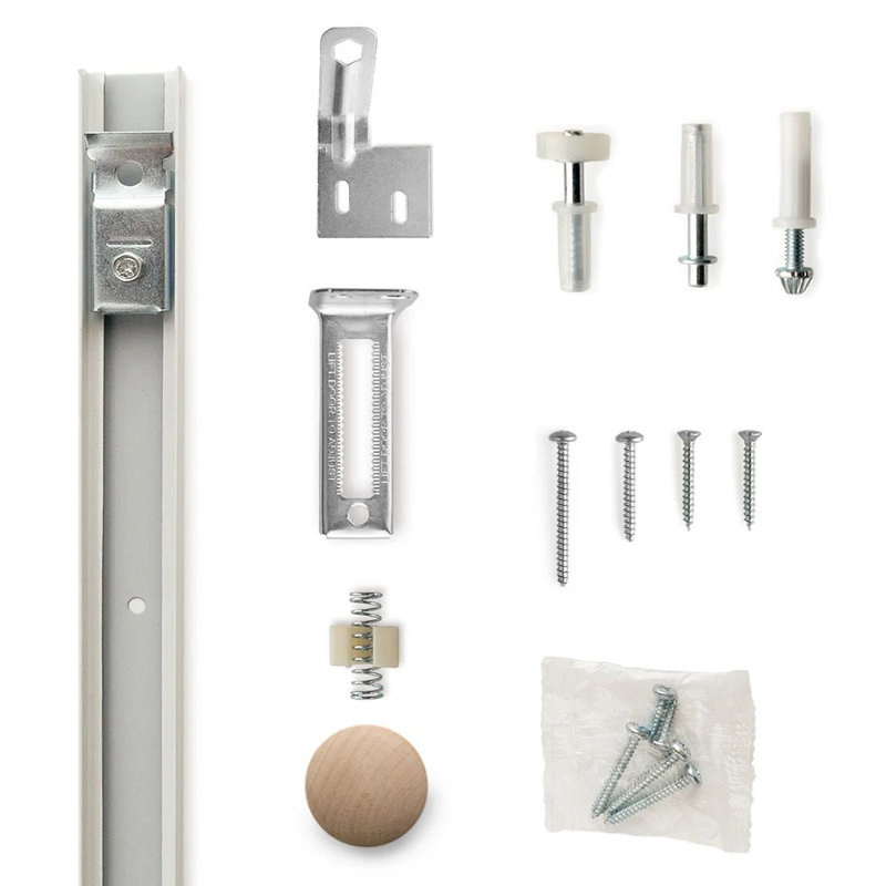 Light Gray Painted MDF Composite Double Bi-Fold Door with Hardware Kit