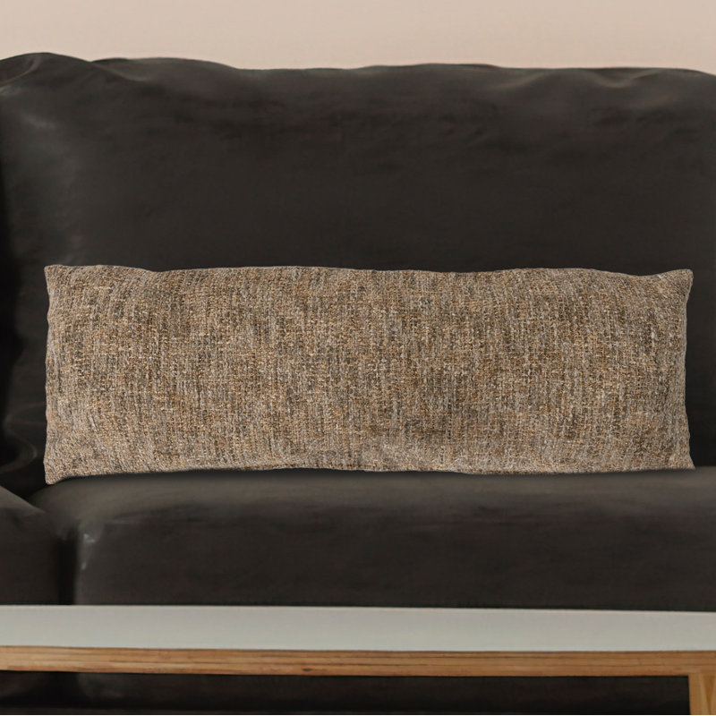 Greige Mélange Cotton Blend Bouclé Lumbar Pillow