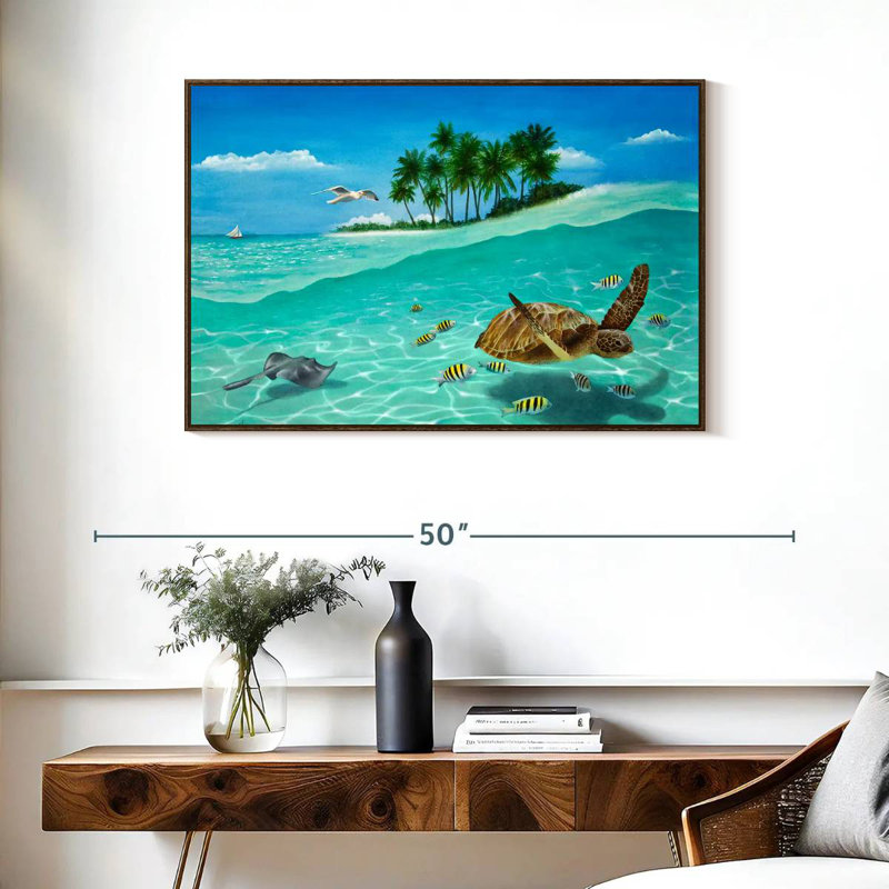 Breezin ', 37 po x 25 po, Cadre flottant noyer