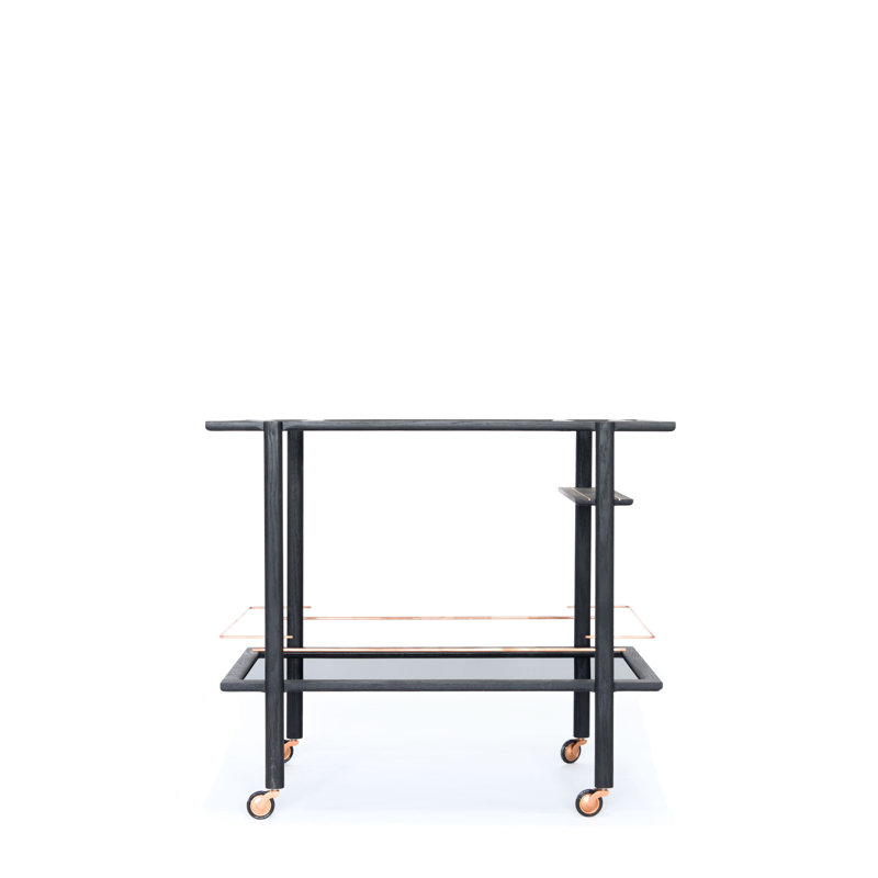 Bar Cart, Ebonized Oak/Copper