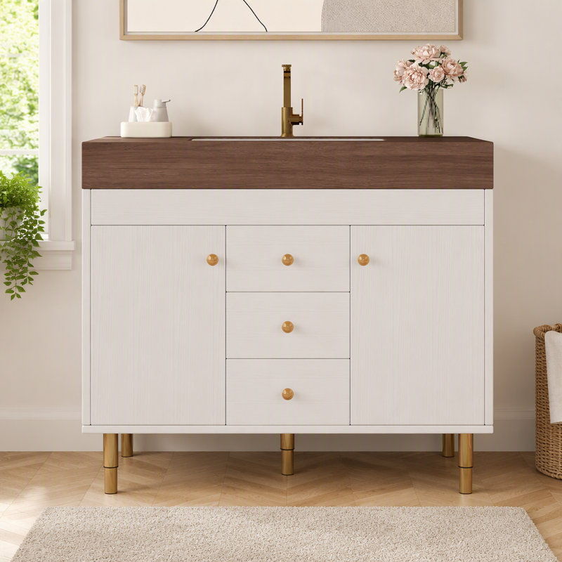 Meuble-lavabo autoportant 36 po avec lavabo en céramique et beaucoup de rangement 36 po