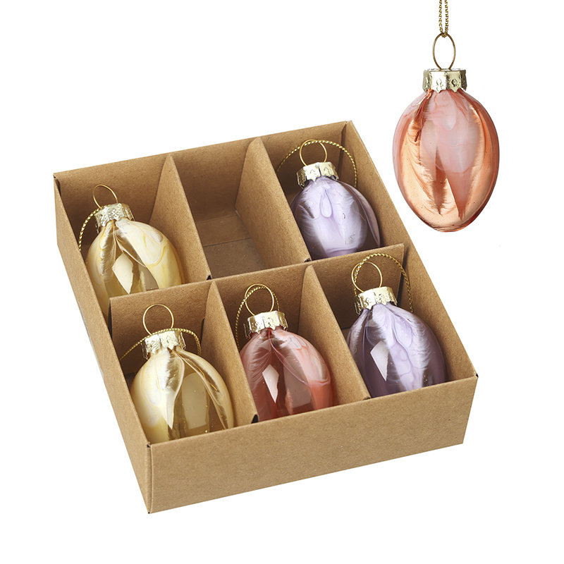 Coloured Glass Hanging Eggs Set