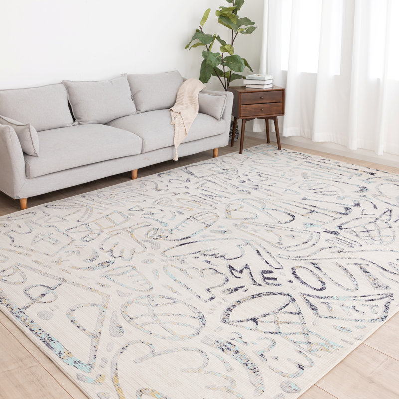 Sportsglyphs Basketball Power Loom Area Rug, Square 8', Ivory