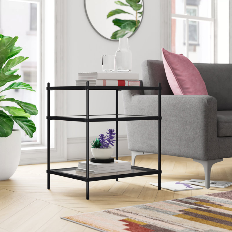 Glass Top End Table, Chrome