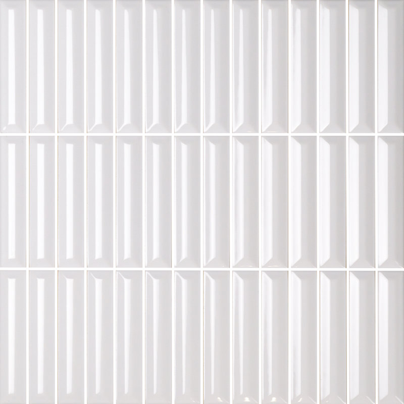 Carreau mural brillant 4 po x 12 po Hashi, Blanc