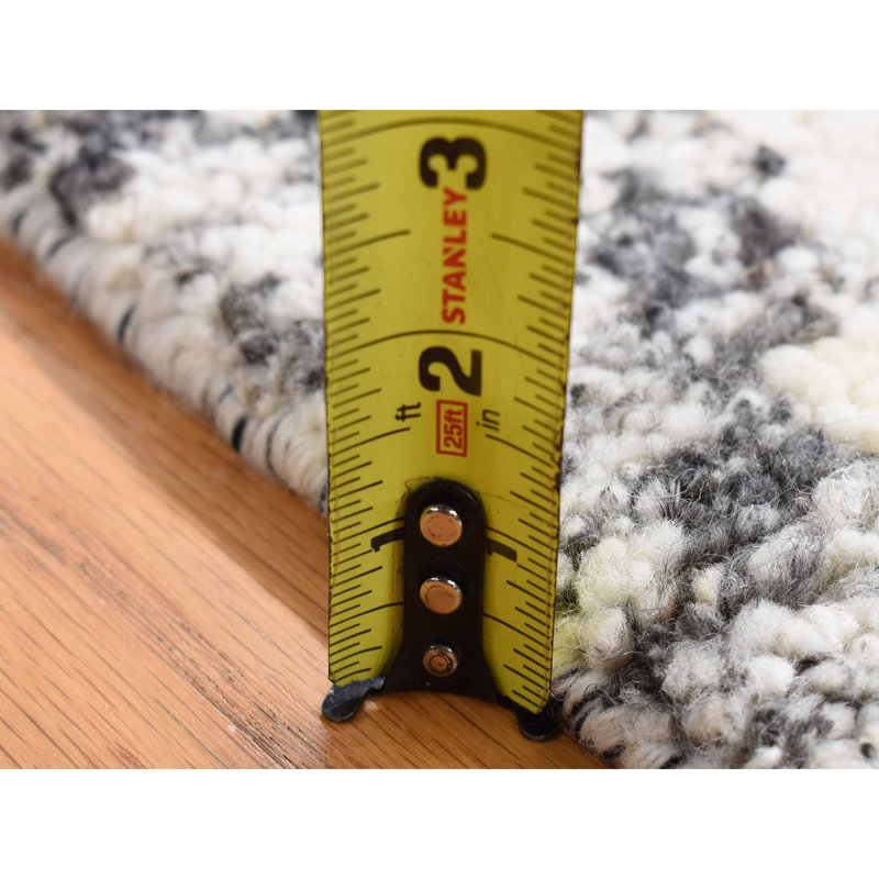 Tapis oriental carré noir en laine noué à la main 3 pi x 3 pi