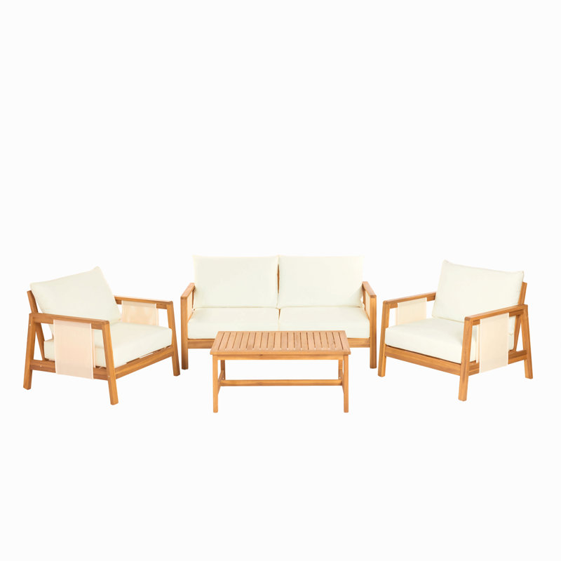 Ensemble de canapé 4 pièces avec causeuse et table basse pour l'extérieur