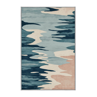 Tapis gris aquarelle lavable à la machine
