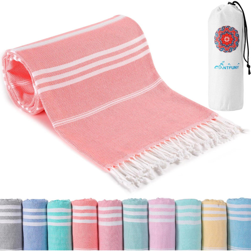 Serviette de plage en mélange de coton, Corail