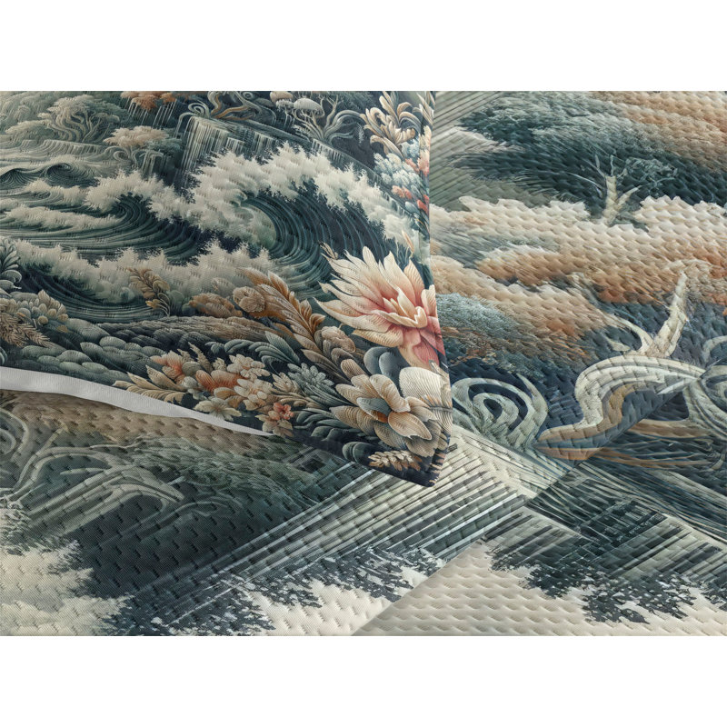 Polyester Floral Coverlet, King Coverlet + 2 Standard Shams