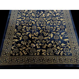 Chinese Hallway Runner Antique Wool 1920s Rectangle - Peking Knotted Blue Rug