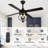 Kahliel 48" Solid Wood Farmhouse Ceiling Fan with Light and Remote, 6-speed Reversible DC Motor, Rustic Ceiling Fan Caged Fandelier for Bedrooms-275592518-275570780