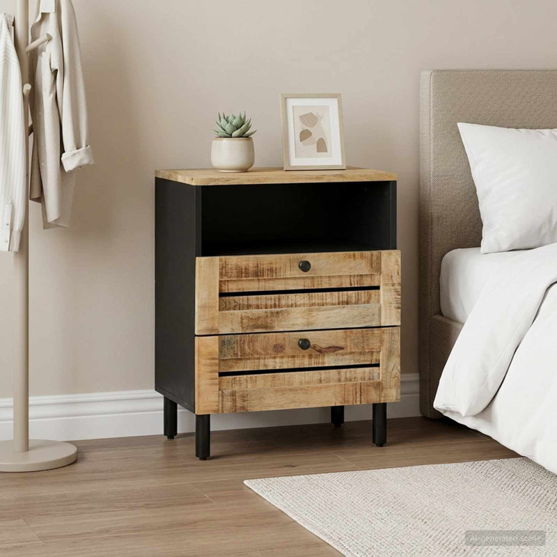 50cm W Solid Wood Bedside Table