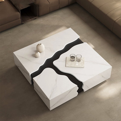 Table basse carrée en pierre de style italien
