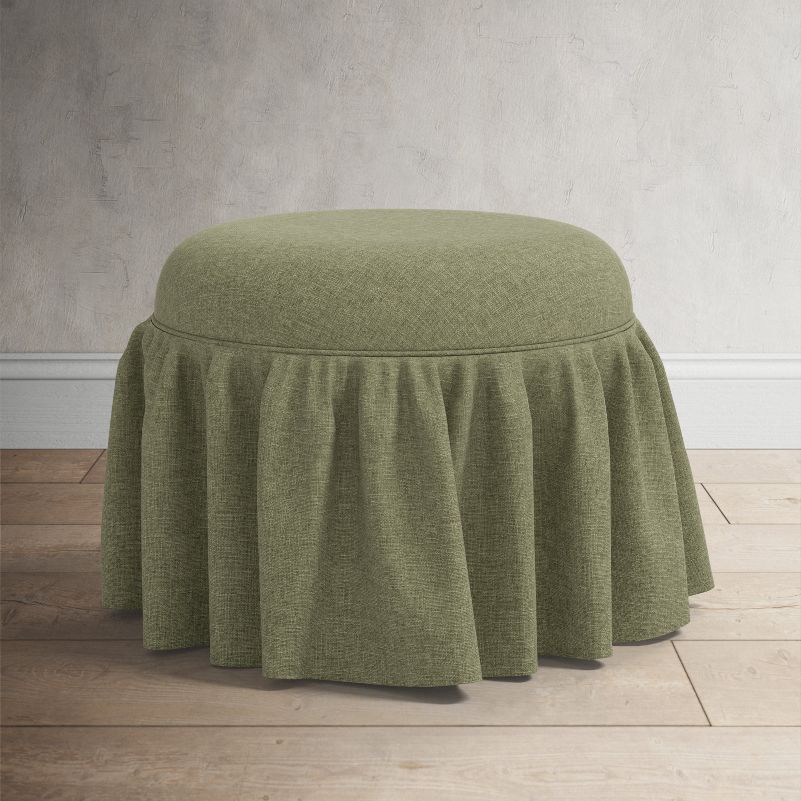 Jebb Upholstered Ottoman, Zuma Laurel Textured Linen