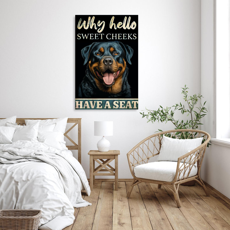 " Rottweiler Why Hello Sweet Cheeks ", 36" H x 24" W x 1.25" D