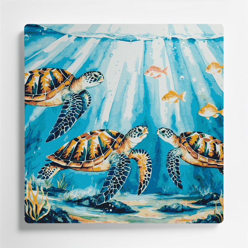 «Hawaiian Sea Turtles», art mural en métal vert, H 12 po x l 12 po