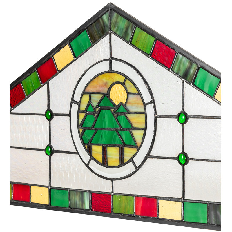 51" Wide X 13.5" High Woodland Stained Glass Transom Window