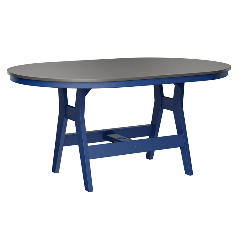 Table de bar berlinoise Berlin, Acier inoxydable martelé, Bleu pacifique, H 38,87 po x l 64 po x P 44 po