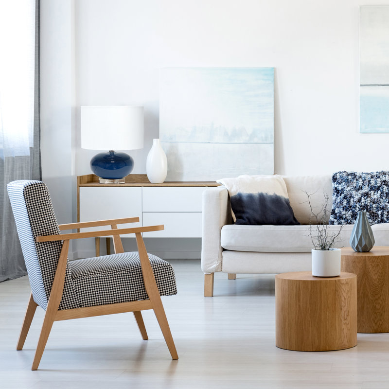 Lampe de table en verre Hannelie, Bleu